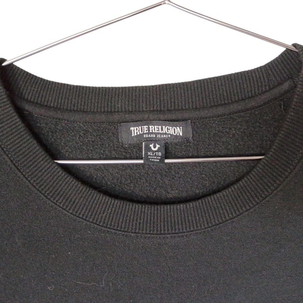 True Religion Men's XL Black Gold Horseshoe Pullover Hoodie Sweatshirt Gold Logo - Picture 4 of 10
